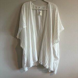NWT Aerie Swim Cover-Up Textured Cape Women One-Size White Cotton